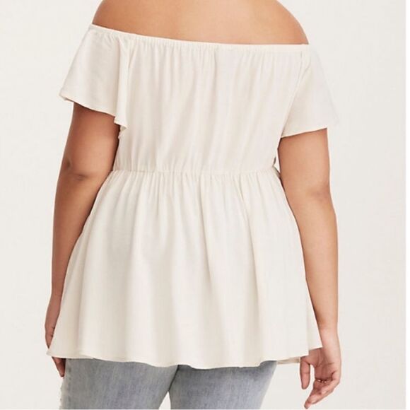 NWT Torrid Ivory Off-Shoulder Babydoll Blouse - Picture 3 of 10